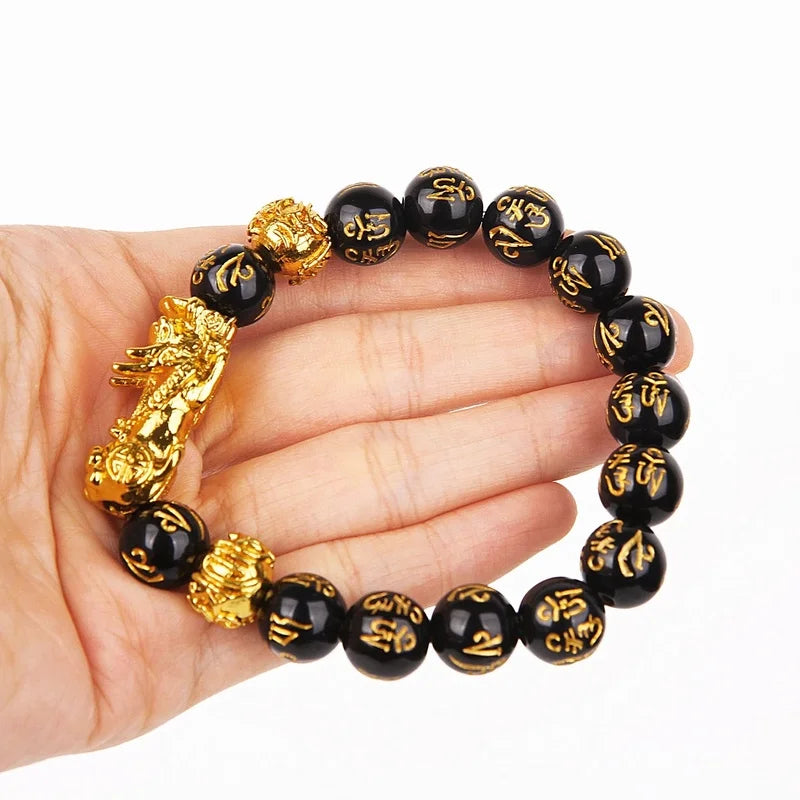 3PCS/Set Pixiu Feng Shui Jewelry – Obsidian Bracelet, Ring & Necklace Set for Wealth & Good Luck - Image 3