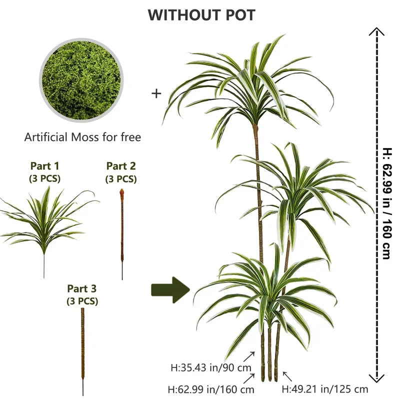 Artificial Dracaena Fake Plant Large Detachable Ornament Realistic - Image 10