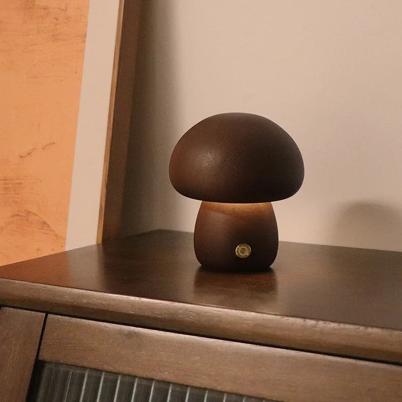 Cute Wooden Mushroom LED Bedside Table Lamp – Touch Switch Night Light for Kids' Bedroom - Image 11
